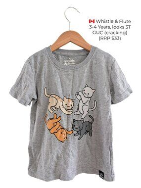 Whistle & Flute Cat T-Shirt 3T Kids Clothing
